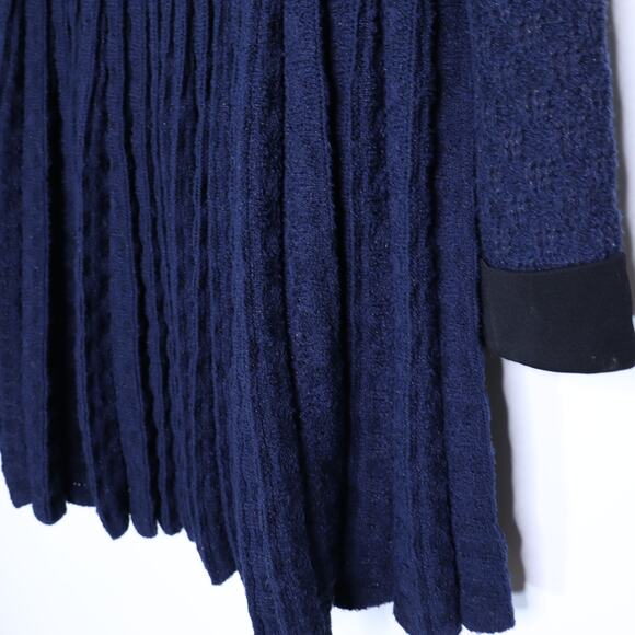 SELF-PORTRAIT Weave Knit Mini Dress Navy Tweed Metallic Long Sleeve Women's L - Picture 11 of 15